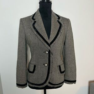 Banana Republic Wool Womens Two Button Blazer Grey Black Size 8